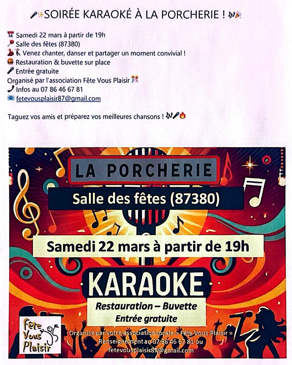 Soirée karaoké le 22 mars